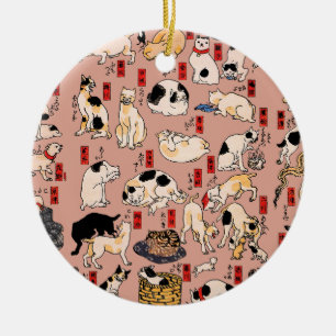 Japanse katten Ukiyo-e Funny kat Keramisch Ornament