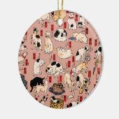 Japanse katten Ukiyo-e Funny kat Keramisch Ornament (Links)