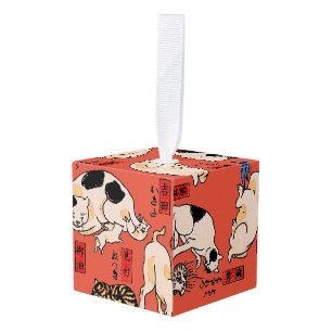 Japanse katten Ukiyo-e Funny kat Kubus Ornament