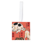 Japanse katten Ukiyo-e Funny kat Kubus Ornament (Voorkant)