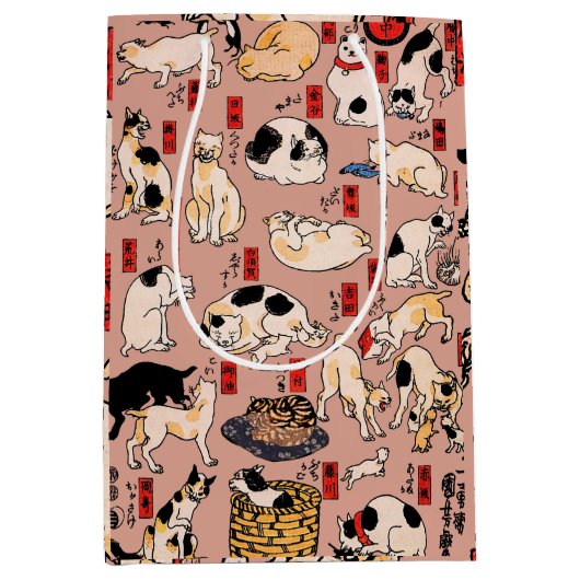 Japanse katten Ukiyo-e Funny kat Medium Cadeauzakje (Voorkant)