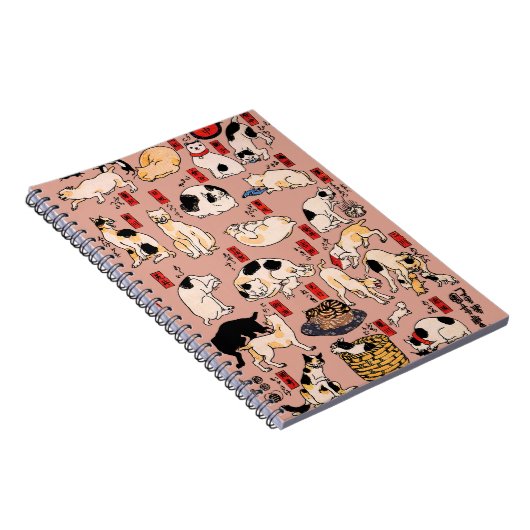 Japanse katten Ukiyo-e Funny kat Notitieboek (Rechterzijde)