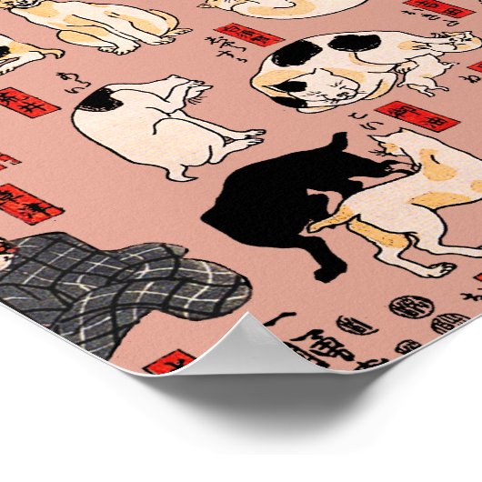 Japanse katten Ukiyo-e Funny kat Poster (Hoek)