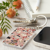 Japanse katten Ukiyo-e Funny kat Sleutelhanger (Voorkant Rechts)