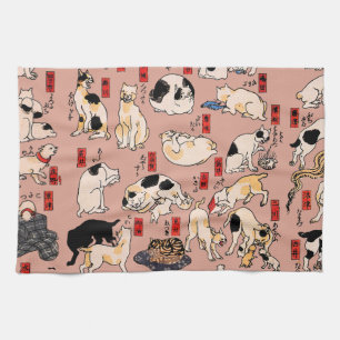 Japanse katten Ukiyo-e Funny kat Theedoek
