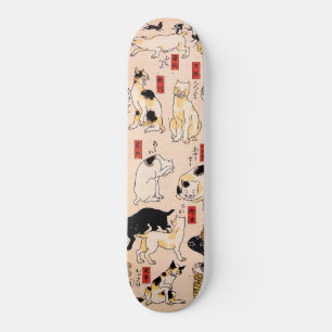 Japanse katten van Utagawa Kuniyoshi Skateboard
