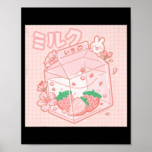 Japanse Kawaii Anime Aesthetische Roze Strawber Poster (Voorkant)