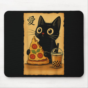 Japanse Kawaii Anime Cat Pizza Een theekat Eten P Muismat