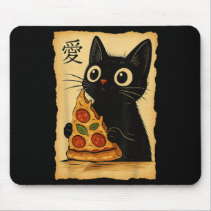 Japanse Kawaii Anime Cat Pizza Esthetische Cat Eat Muismat