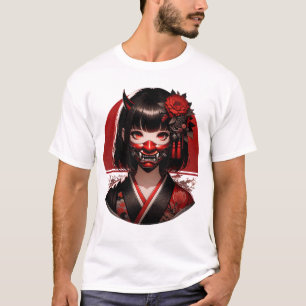 Japanse Kawaii Anime Girl Waifu Otaku Oni Mask T-shirt
