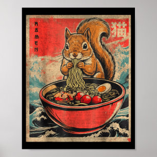 Japanse Kawaii Eekhoorn Eet Ramen Anime Cadeaus  Poster