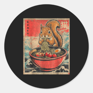 Japanse Kawaii Eekhoorn Eet Ramen Anime Cadeaus Ronde Sticker