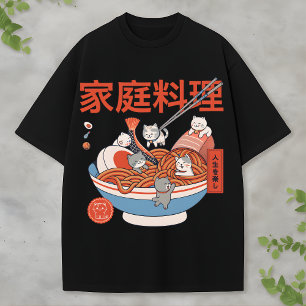 Japanse Kawaii Kat Noedels Schattige Etenliefhebbe T-shirt