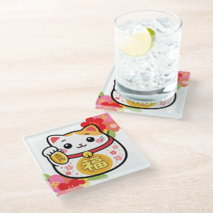 Japanse Kawaii Maneki Glazen Onderzetter