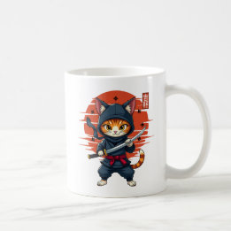 Japanse Kawaii Ninja kat, Ninja kat met een zwaard Koffiemok