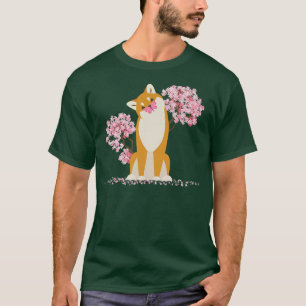 Japanse Kawaii Sakura Cherry Blossom Shiba Inu D T-shirt