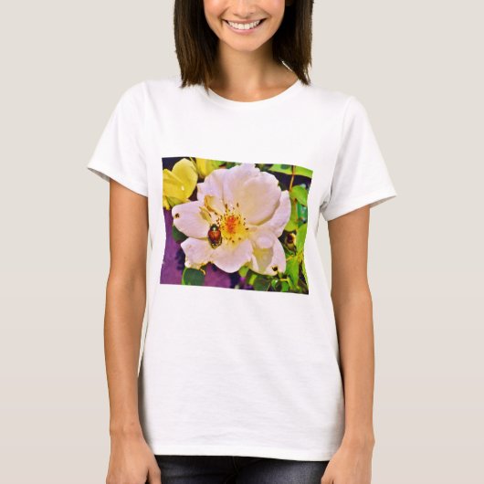 Japanse keet op witte roze t-shirt (Voorkant)