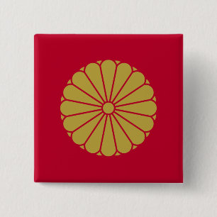 Japanse keizer, Japanse vlag Vierkante Button 5,1 Cm