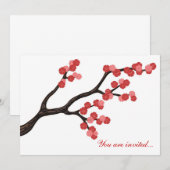 Japanse kersebloesemtak ontwerp in roze. kaart (Voorkant / Achterkant)
