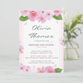 Japanse Kersenbloesem Afstudeerfeest Uitnodiging (Staand voorkant)