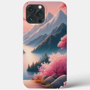 Japanse Kersenbloesem Berg Bos Landschap iPhone 13 Pro Max Hoesje