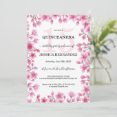 Japanse kersenbloesem Bloemengrens Quinceañera Kaart (Staand voorkant)
