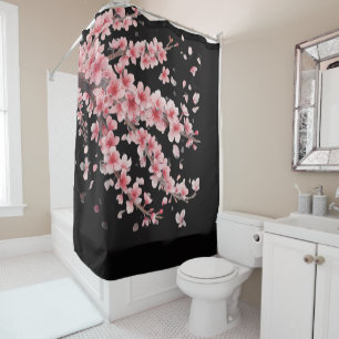 Japanse Kersenbloesem Blush Roze wit Douchegordijn