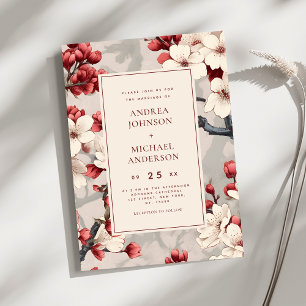  Japanse kersenbloesem Bourgogne bruiloft Kaart