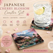 Japanse Kersenbloesem Landschaps Onderzetter Set |