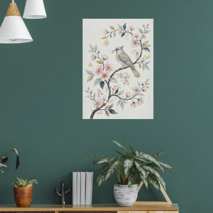 Japanse Kersenbloesem Vogel Fijne Kunstprint Bot Poster