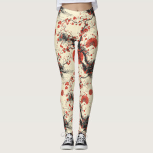 Japanse Kersenbloesemwaaierpatroon (4) Leggings