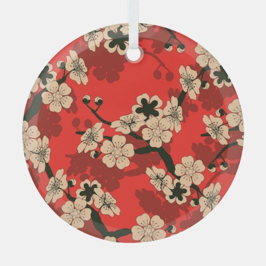Japanse kersentak: Stijlvol Glas Ornament (Voorkant)