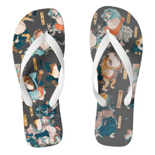 Japanse kik houtsnede Kuniyoshi Ukiyo-e Teenslippers