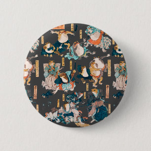 Japanse kikker ukiyo-e anime held ronde button 5,7 cm