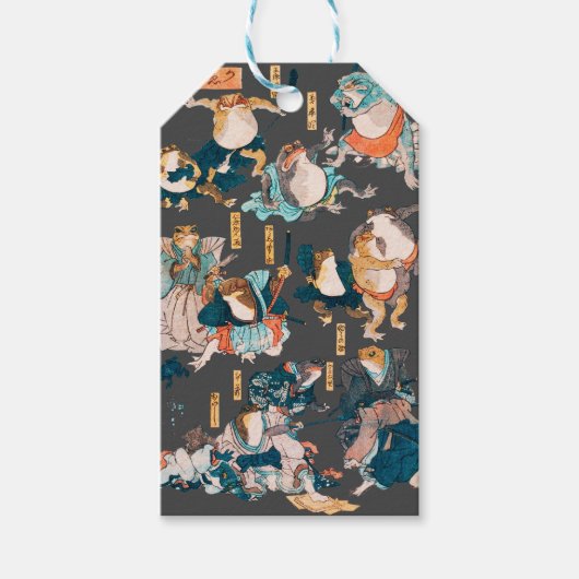 Japanse kikker ukiyo-e kikkers cadeaulabel (Voorkant)