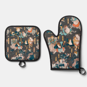 Japanse kikker ukiyo-e kikkers ovenwant & pannenlap set