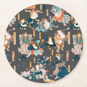 Japanse kikker ukiyo-e kikkers ronde kartonnen onderzetter