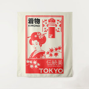 Japanse Kim0no Retro Mode Kunst Wandkleed