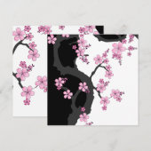 Japanse Kimono Black en White Pink Sakura Stone Kaart (Voorkant / Achterkant)