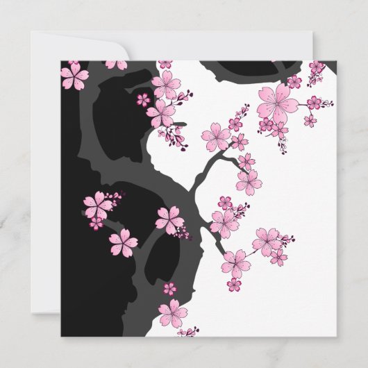 Japanse Kimono Black en White Pink Sakura Stone Kaart (Voorkant)