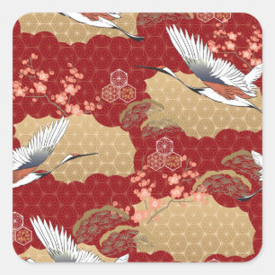 Japanse Kimono Kersenbloesems Vierkante Sticker