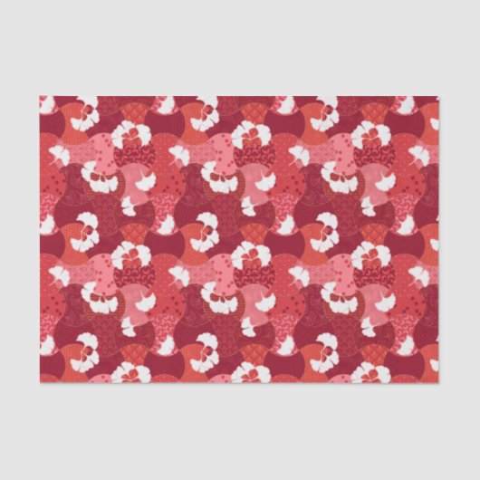 Japanse Kimono Patroon Rode Ginkgo Patchwork Tissuepapier (Voorkant)