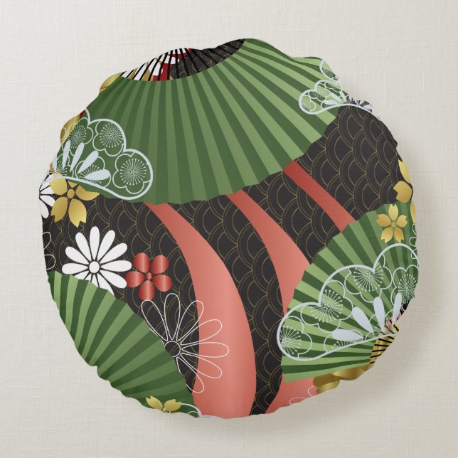 Japanse kimono patroonkussen rond kussen (Achterkant)