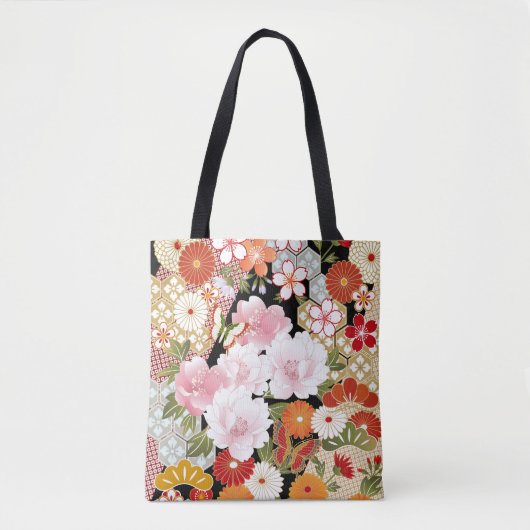 Japanse Kimono Pattern All-over_Print Canvas tas (Voorkant)