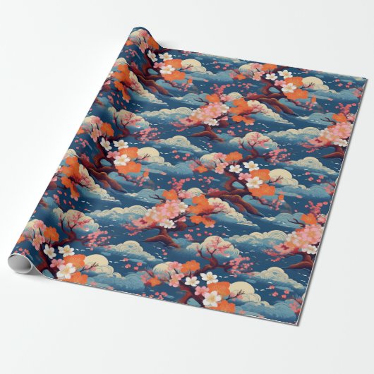 Japanse Kimono stof gestileerde wrap Cadeaupapier (Uitgerold)
