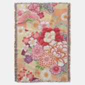 Japanse KIMONO-textiel, bloem Deken (Voorkant Verticaal)