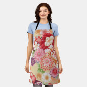 Japanse KIMONO-textiel, bloem Schort (Gedragen)