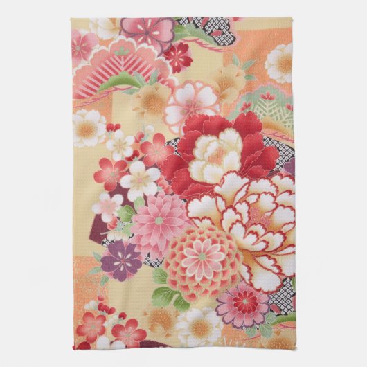 Japanse KIMONO-textiel, bloem Theedoek (Verticaal)