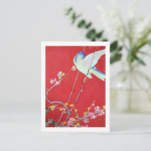 Japanse KIMONO Textiel, Bluebird Briefkaart (Staand voorkant)
