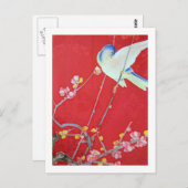 Japanse KIMONO Textiel, Bluebird Briefkaart (Voorkant / Achterkant)